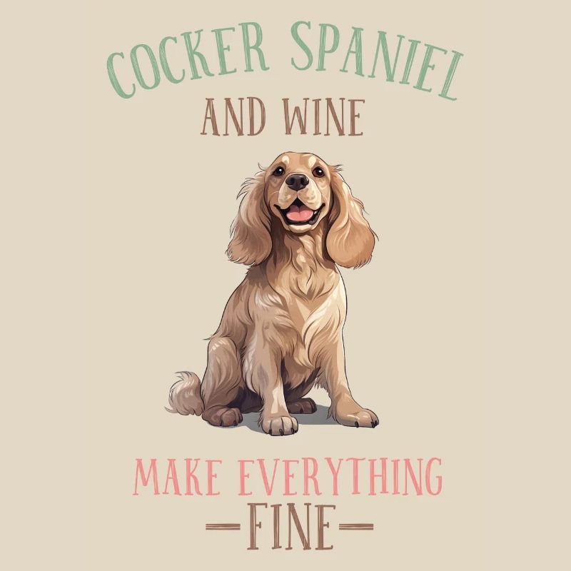 Cocker Spaniel and Wine Make Everything Fine