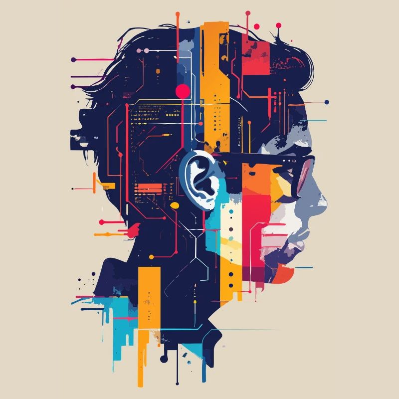 Digital AI Motif PCB Hacker Circuit Art