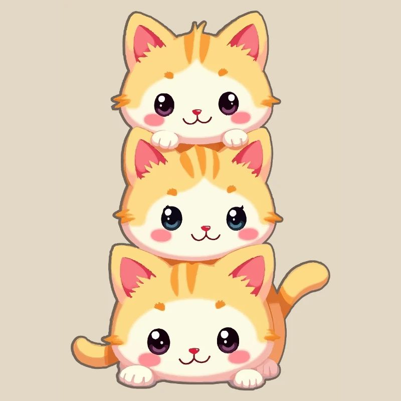 Stacked Kitten Trio