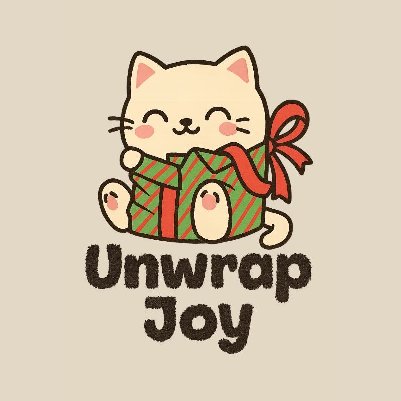 Cat with Gift Unwrap Joy