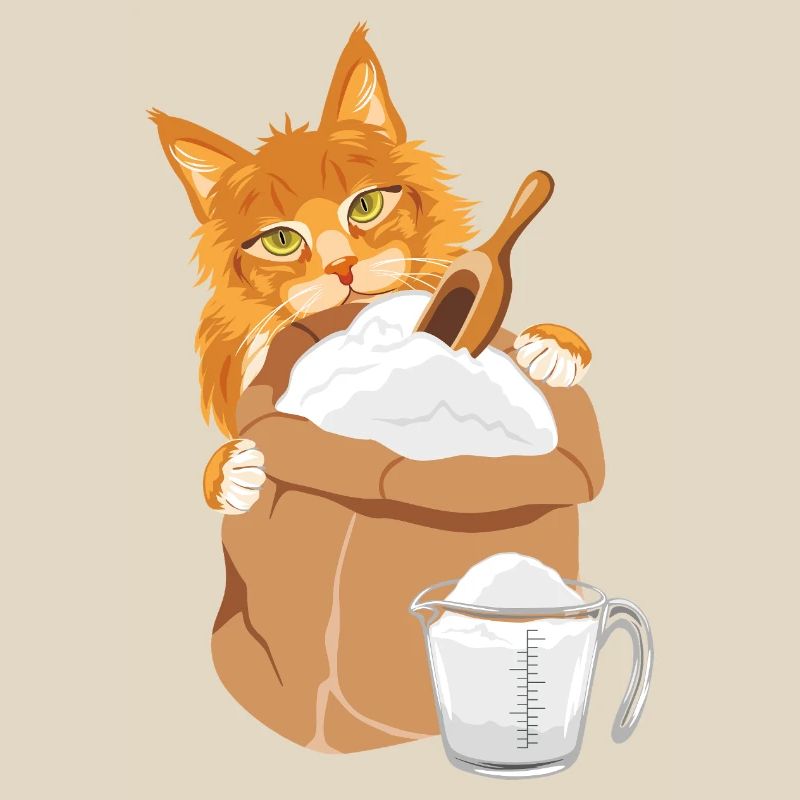 Die rote Katze lugt hinter dem Sack hervor