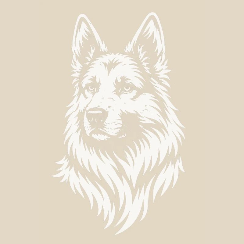 German Shepherd Head in Vector Tattoo Style