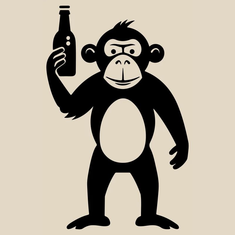 Monkey with beer bottle