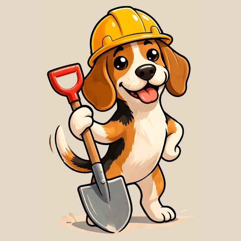 Beagle Construction Worker Dog Funny Fun Design