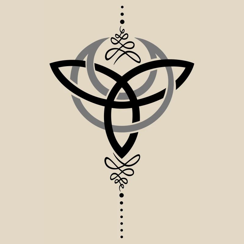 Celtic moon, crescent moon with Trinity symbol.