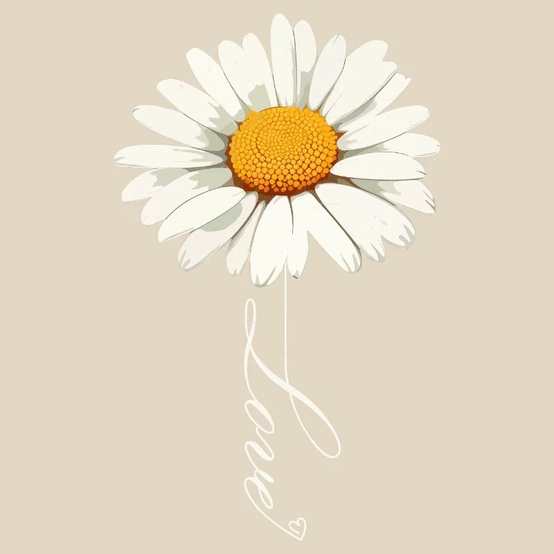Daisy Flower with Love Script