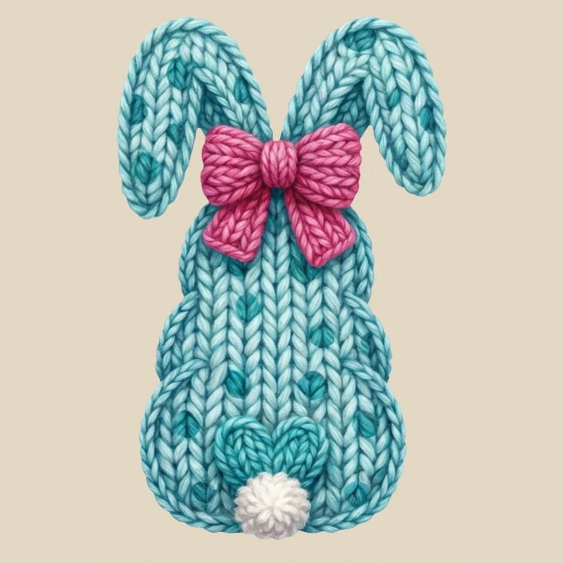 Easter Bunny From Back Bow Faux Yarn Easter