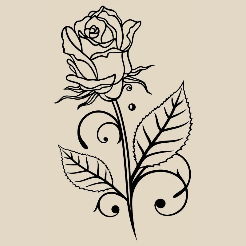 Rose mit Blättern