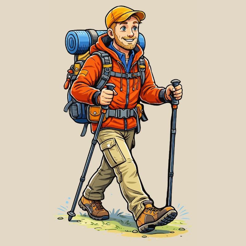 Adventurous hiker with backpack