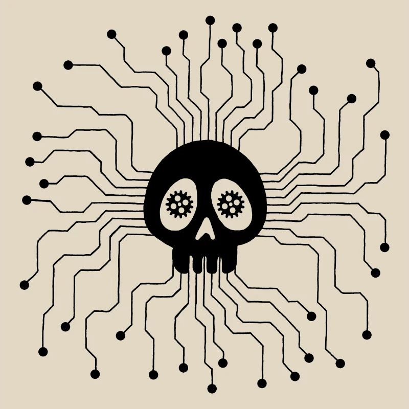Black microprocessor skull