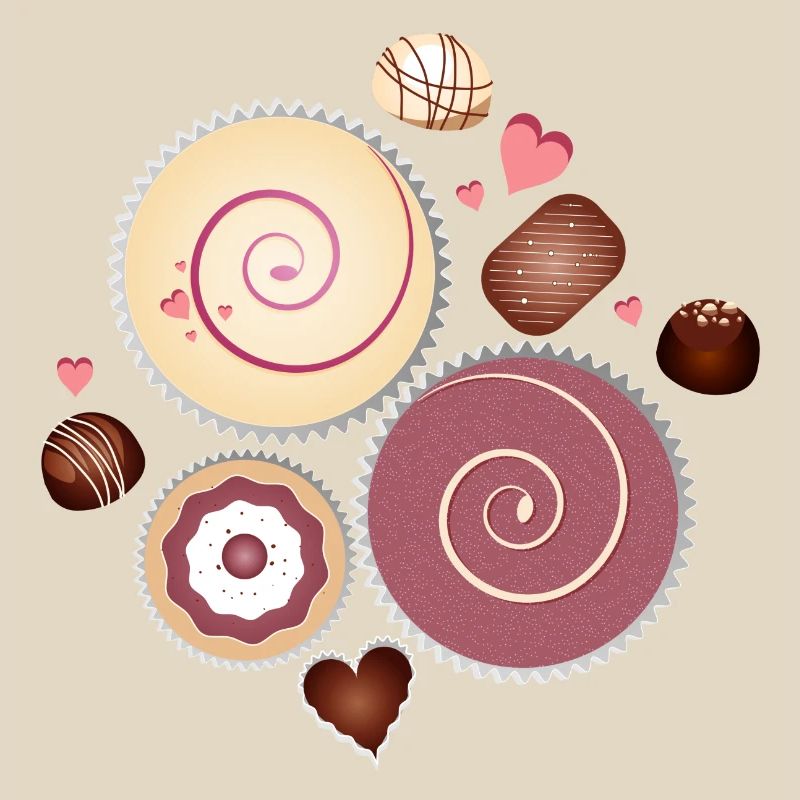Composition de chocolats nobles aux couleurs délicates