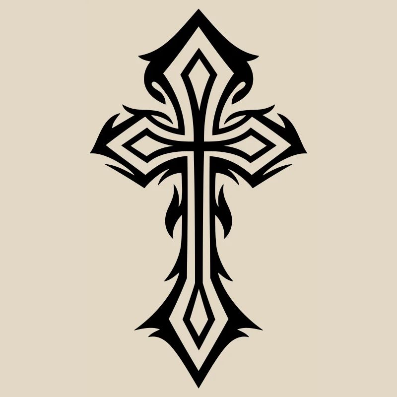 Cross, Crucifix, with thorns, gothic style.