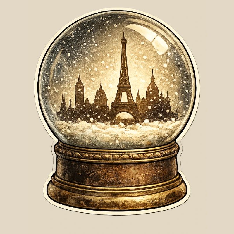 Snow globe Paris: Eiffel Tower in the snow