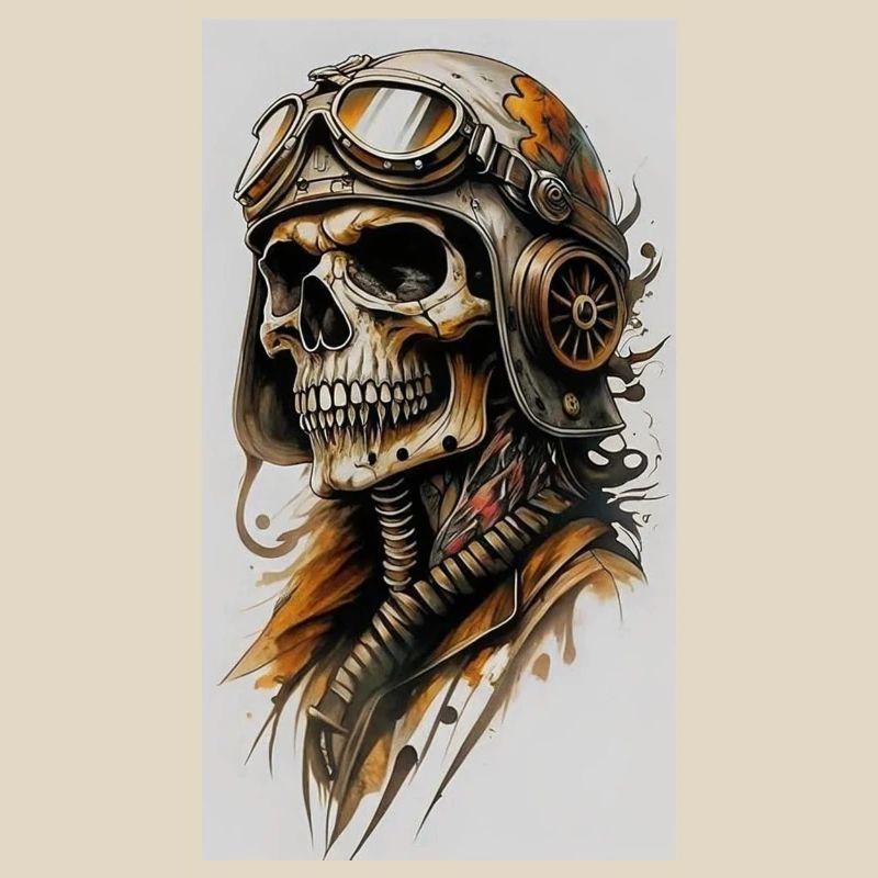 Skeleton pilot in steampunk style