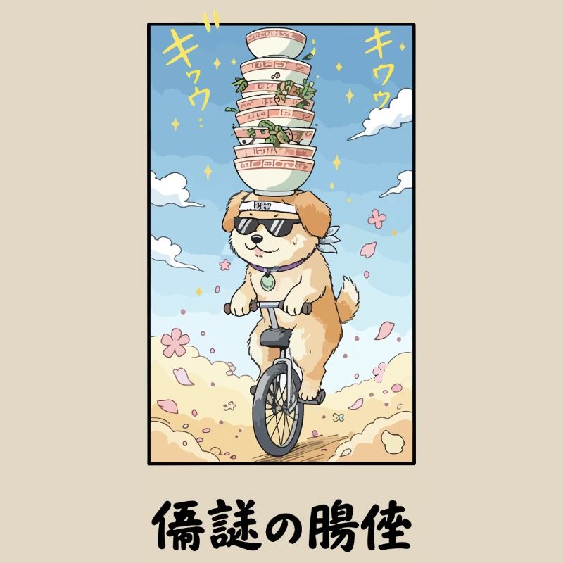 Noodle Stack Pup auf Einrad