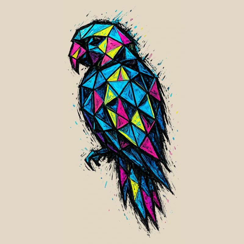 Low Poly Parrot: Colorful Geometry