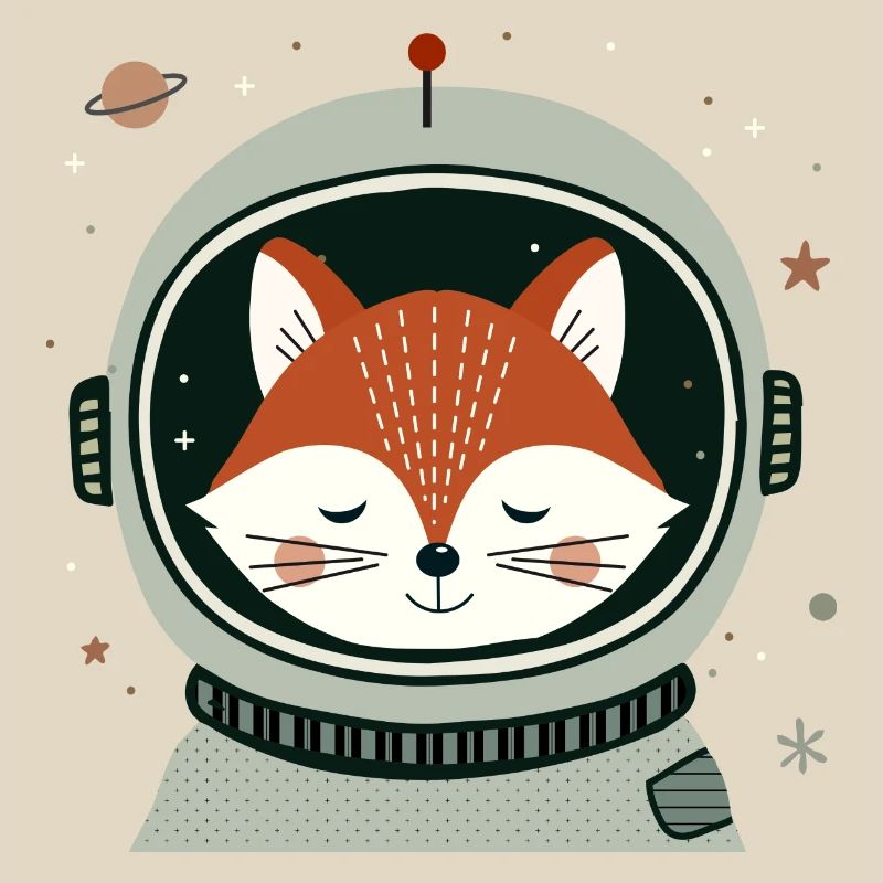 Dreaming astronaut fox in space