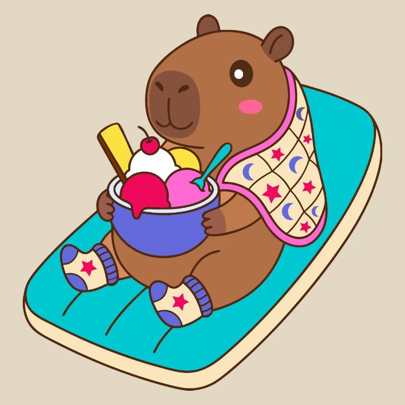 Capibara Sundae sur une plage Float - mode vacances