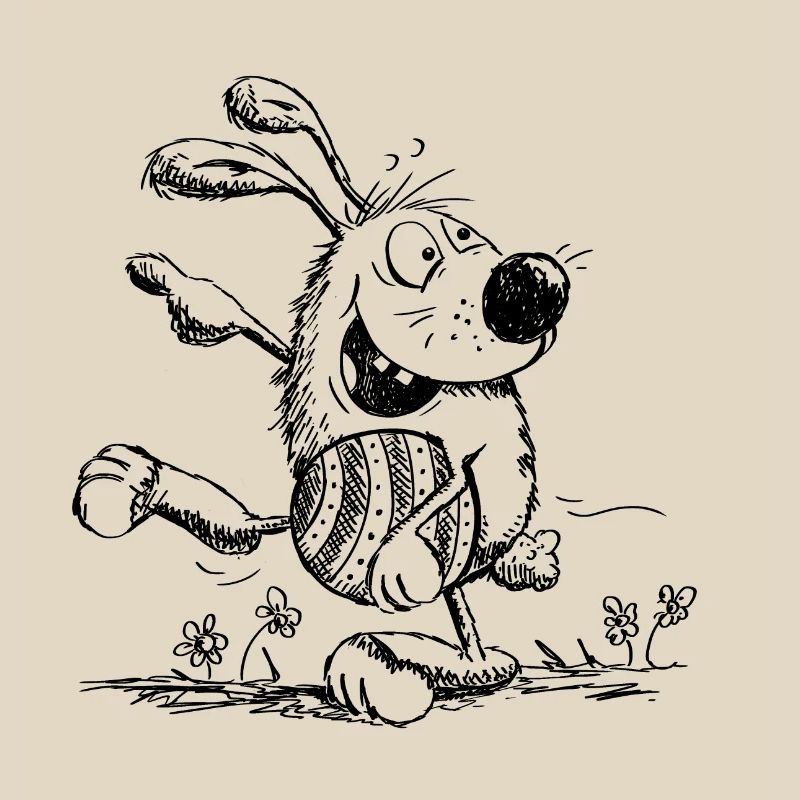 Funny easter bunny with easter egg - easter