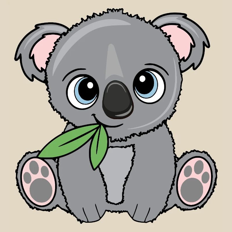 Small koala with leaf