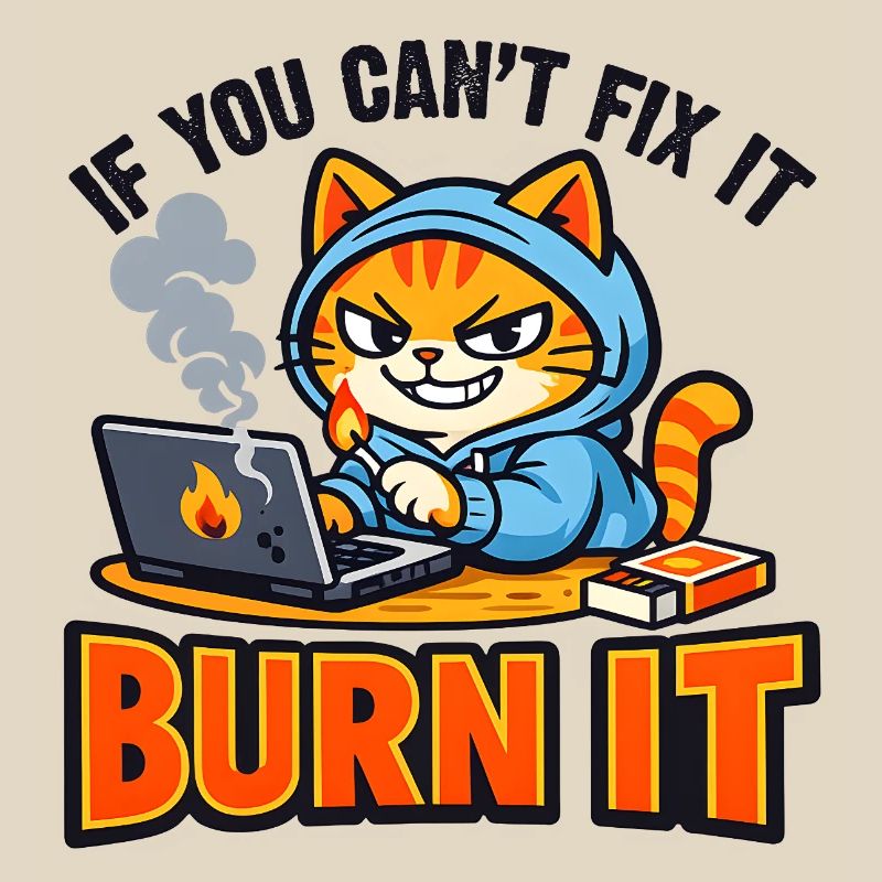 Computer Scientist Cat Burn It - Funny Saying