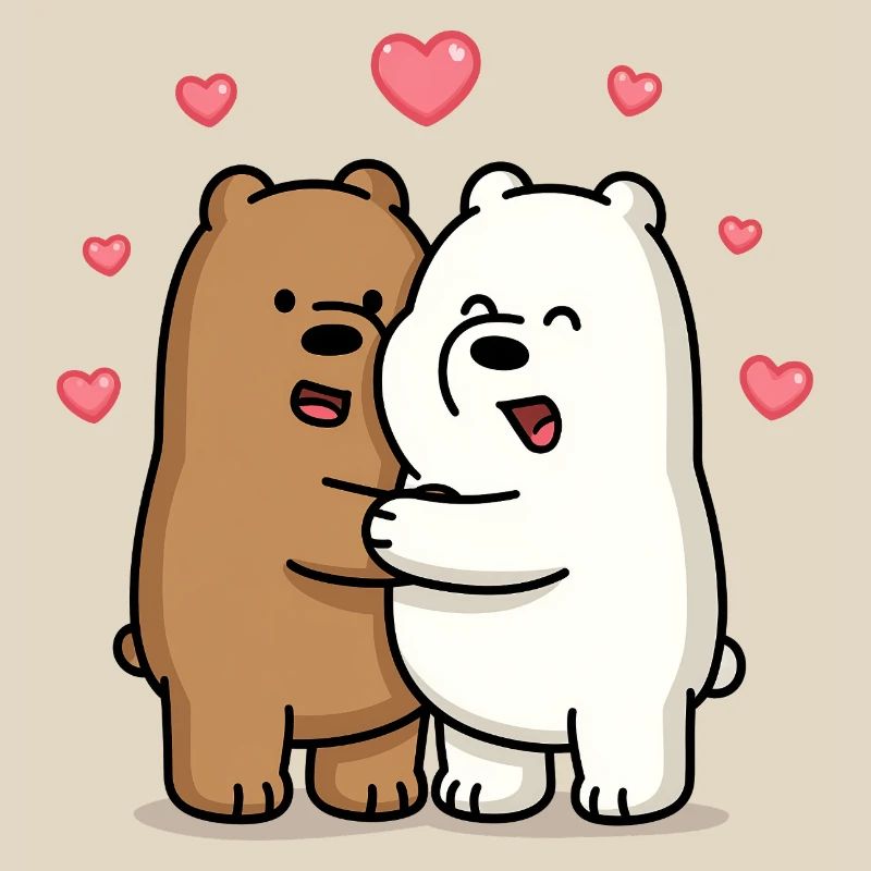 Hugging bears with hearts