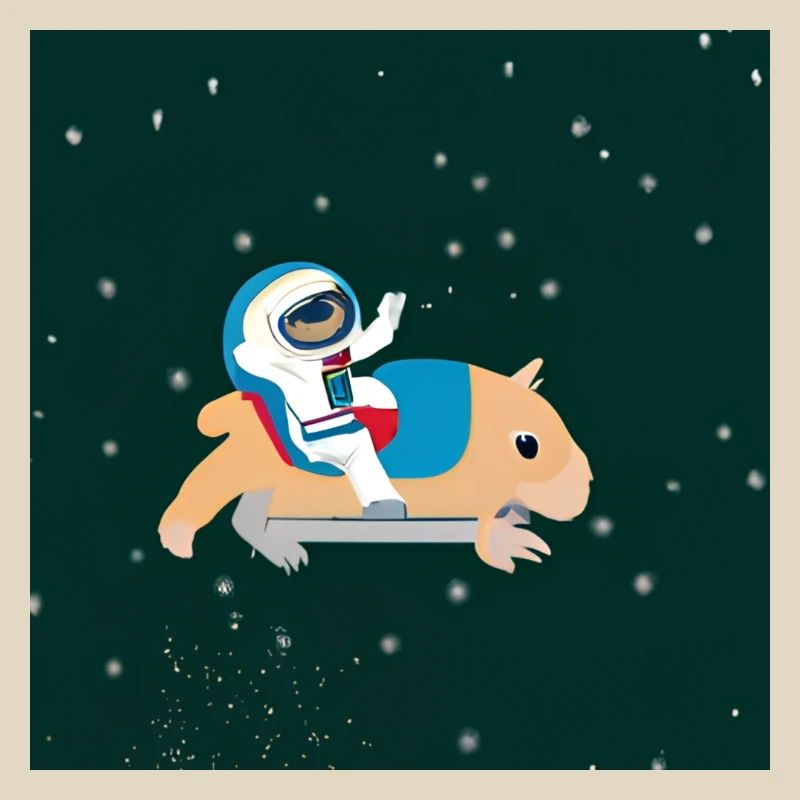 Astronaute sur un capybara spatial
