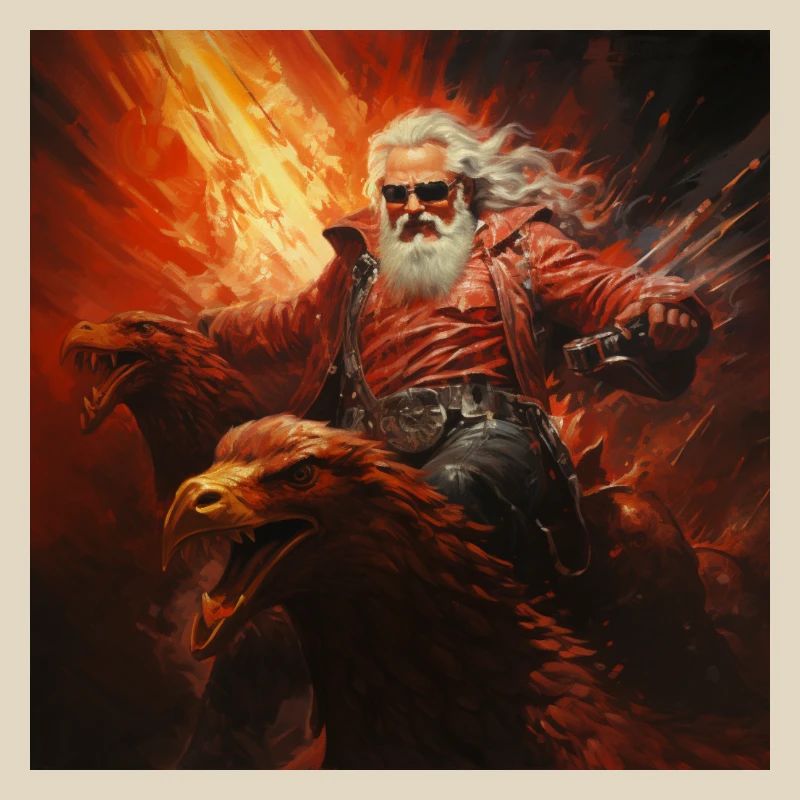 Santa rides through hell flying devil birth