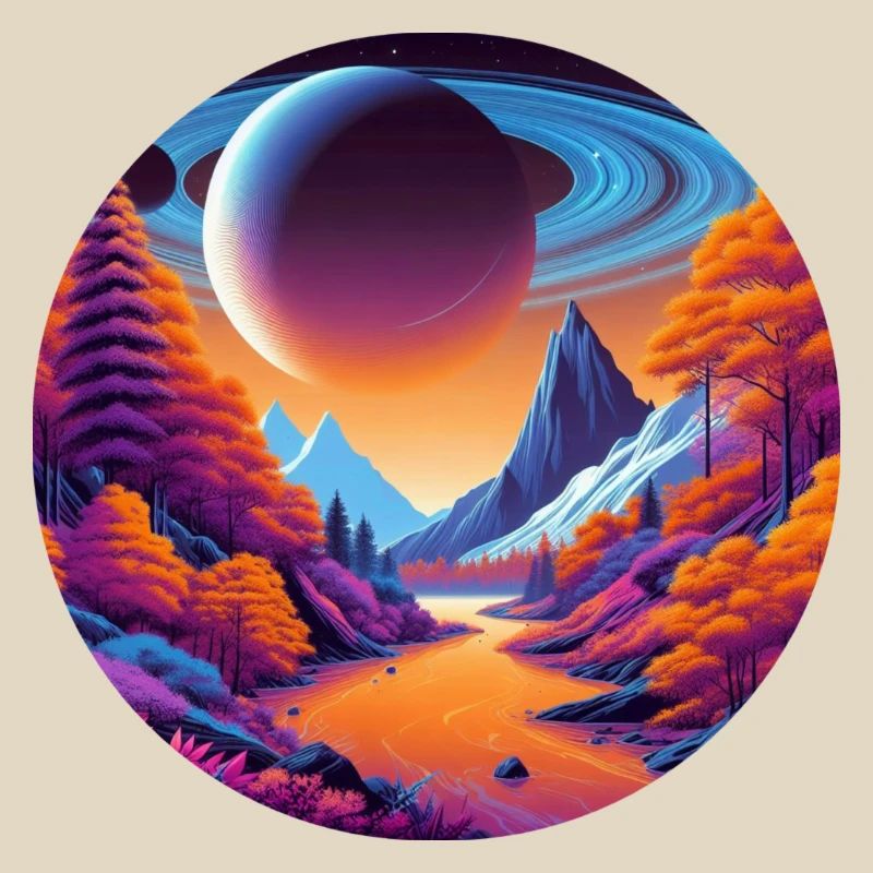 Landscape, Moon, Mountains, Trees