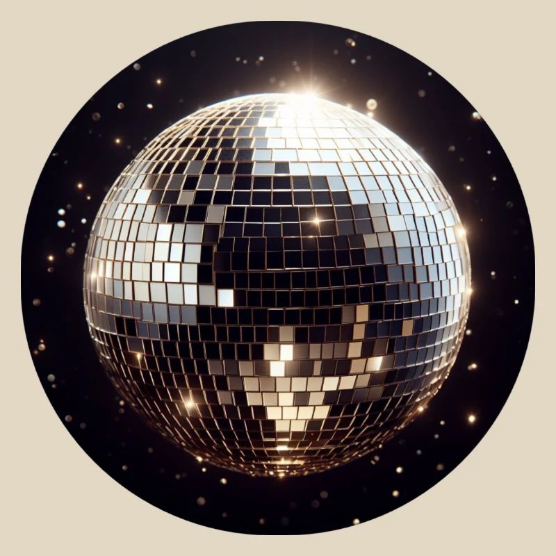 Runde Discokugel auf schwarzem Hintergrund