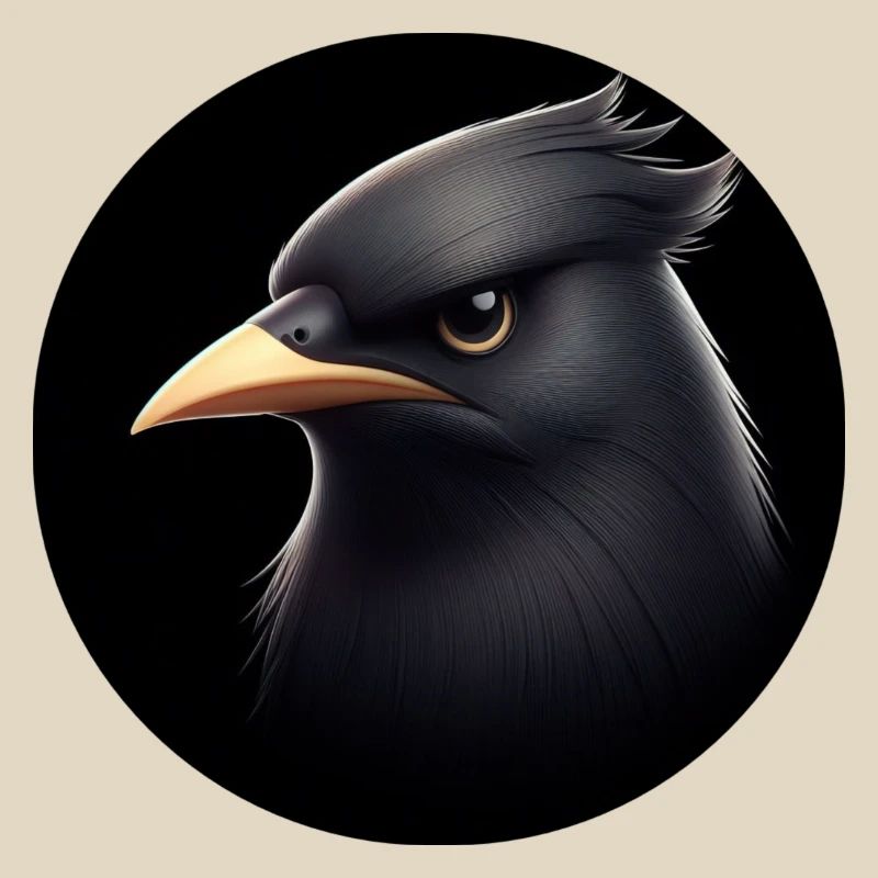 Corbeau noir dans le style d’animation