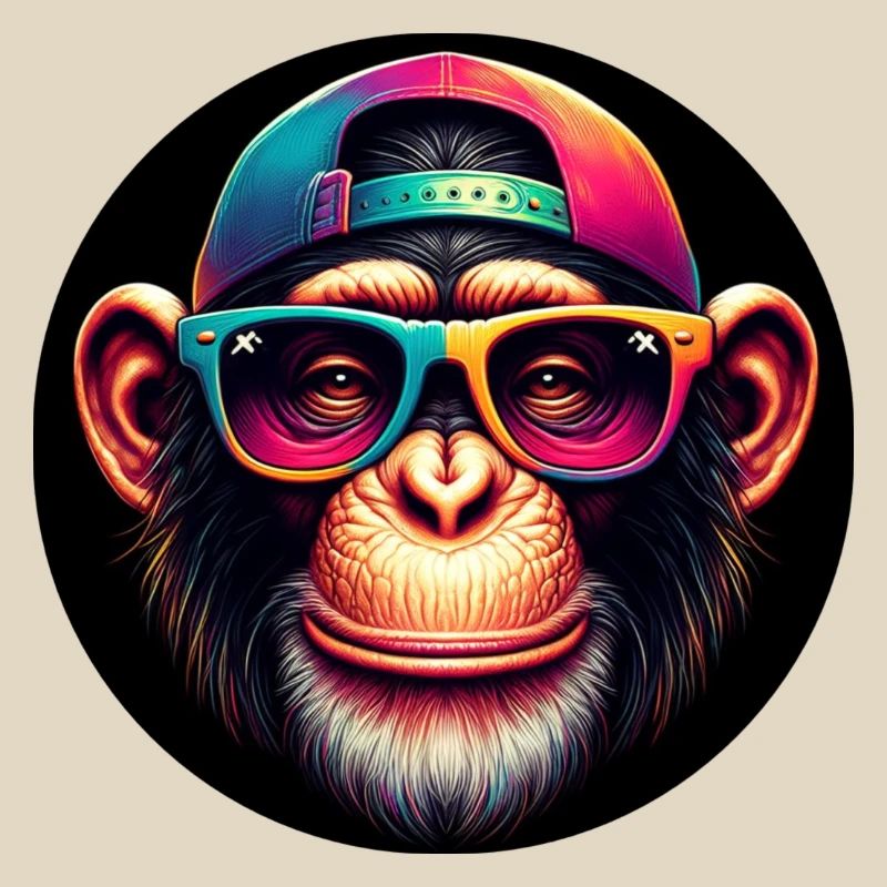 Funny monkey with cap and glasses