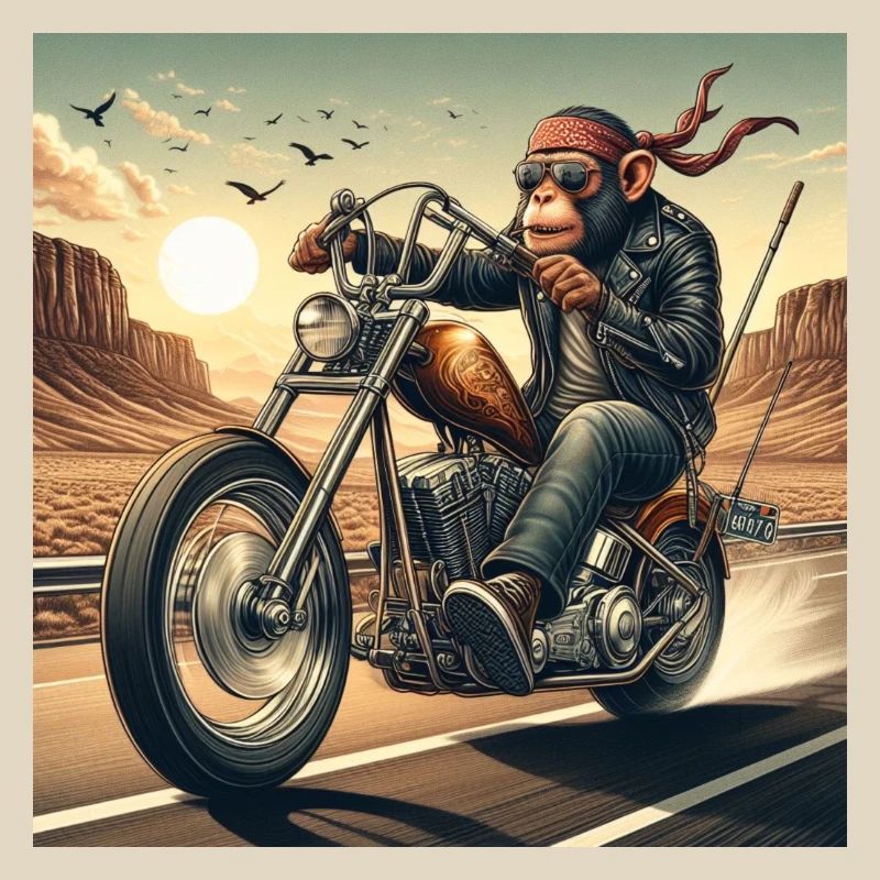 Cooler Affe auf einem Chopper