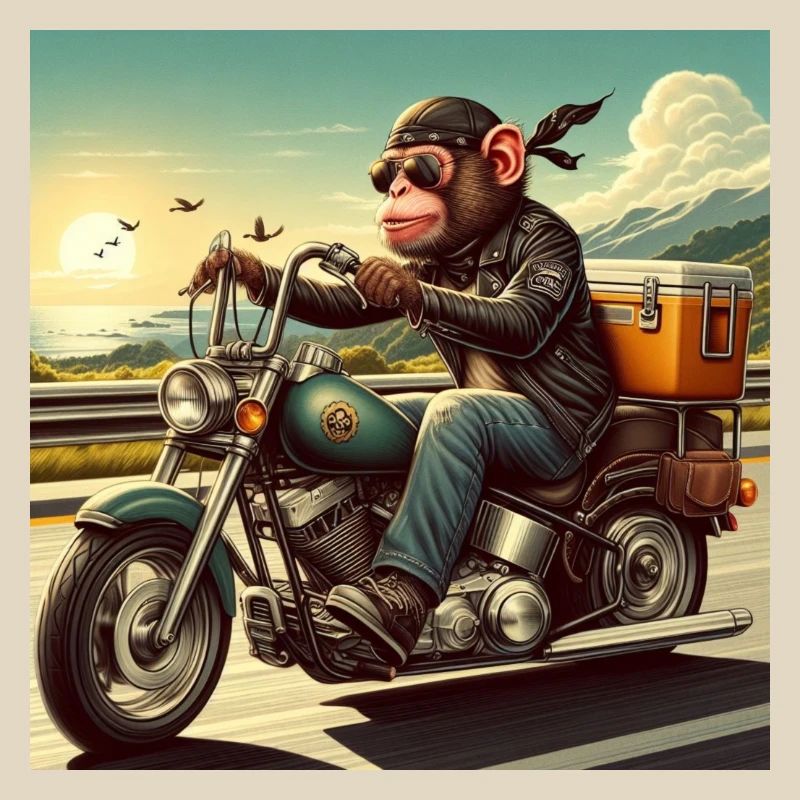 Affe auf Motorrad