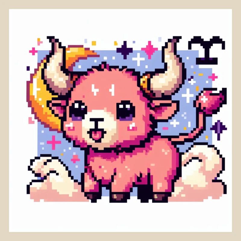Süßes Sternzeichen Stier als Pixelart