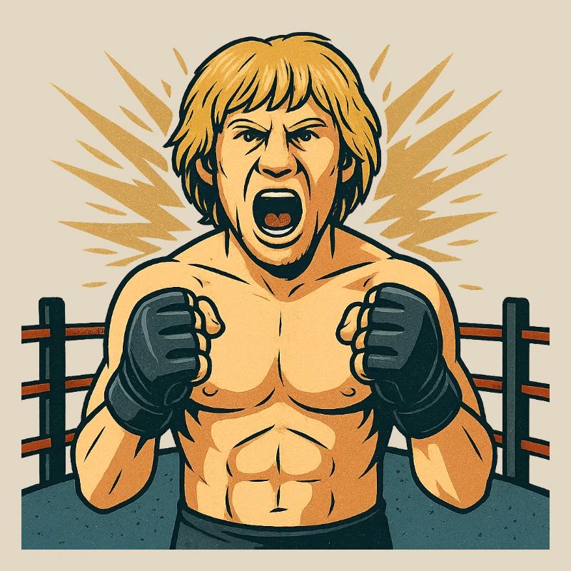 Combative boxing hero comic style