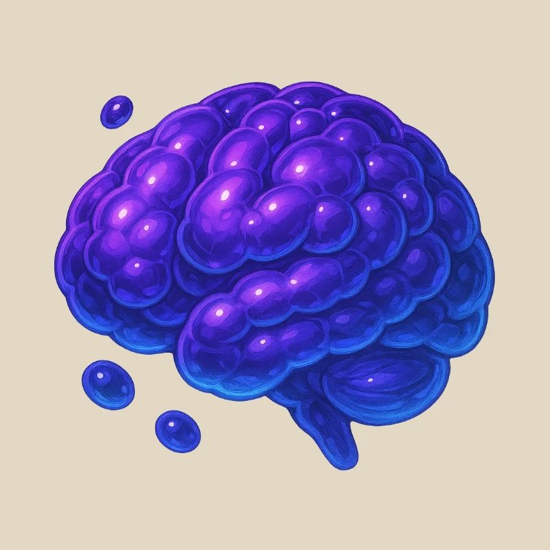 Cerveau 3D Moléculaire Bleu Violet