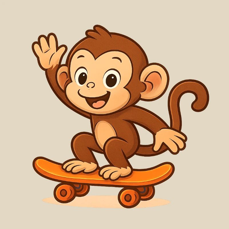 Playful monkey on skateboard