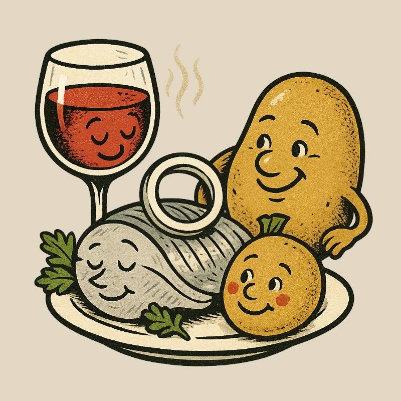 Selödka (herring pickled) wine and jacket potato
