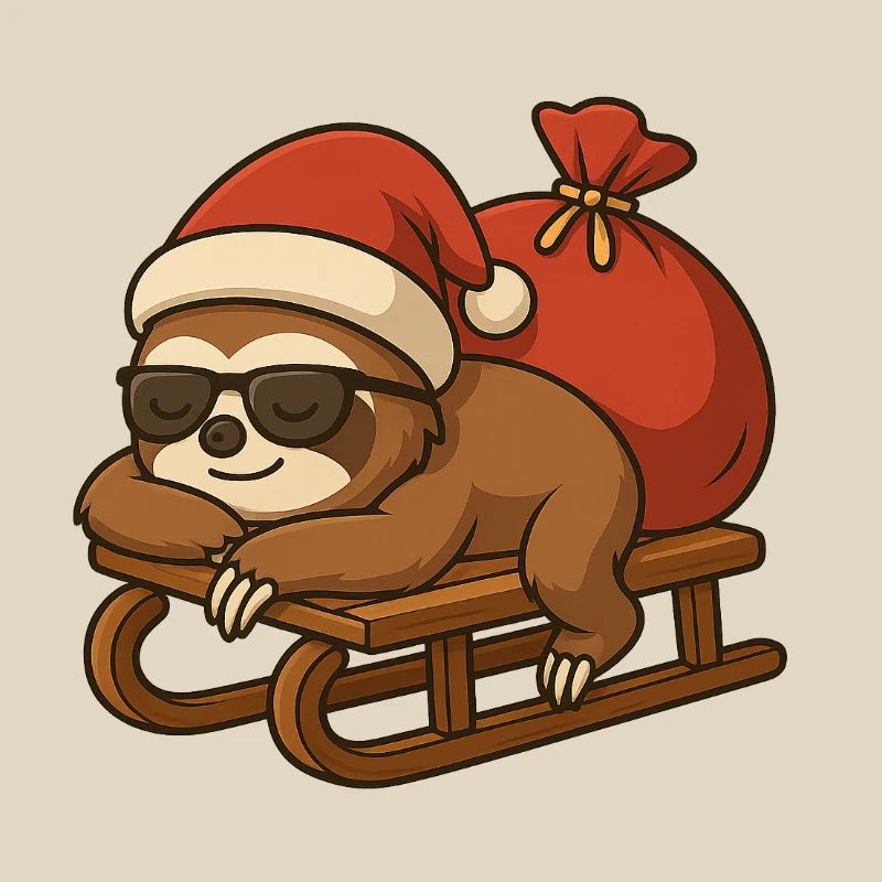 Cool Christmas sloth on sleigh