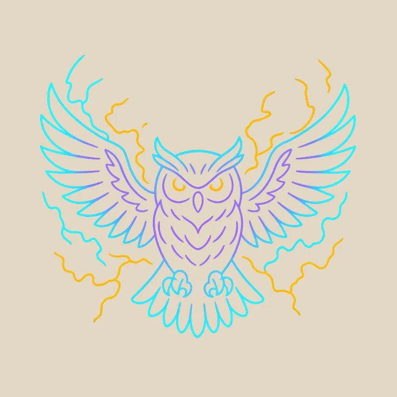 Neon-Eule mit Blitzen