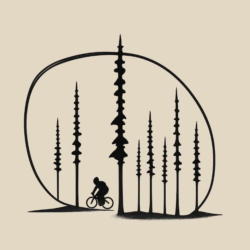 Forest Path Cyclist Silhouette Gift Idea Friends