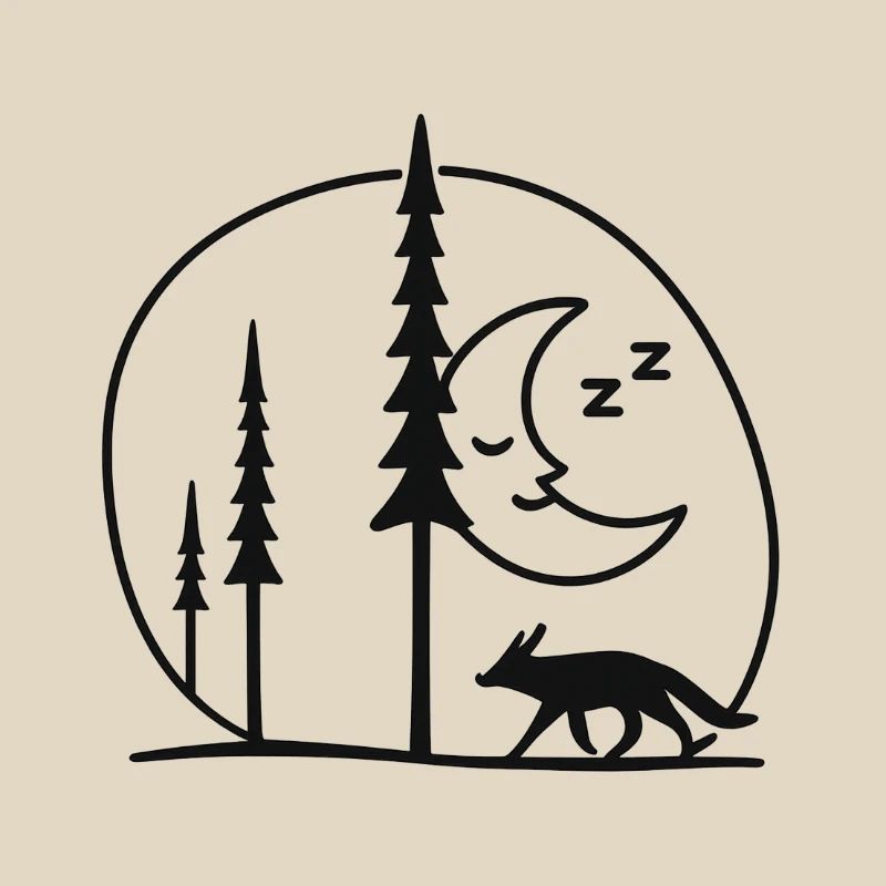 Lunar Night Fox Forest Silhouette Fans Gift