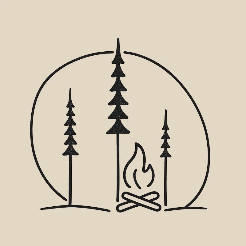 Idée cadeau nature pour silhouette de feu de camp en forêt