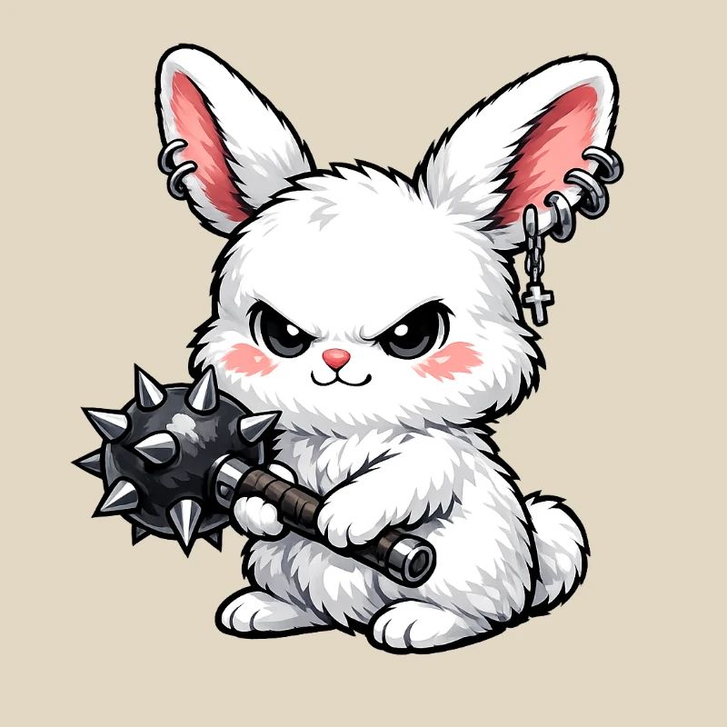 Lapin câlin avec marteau à pointes