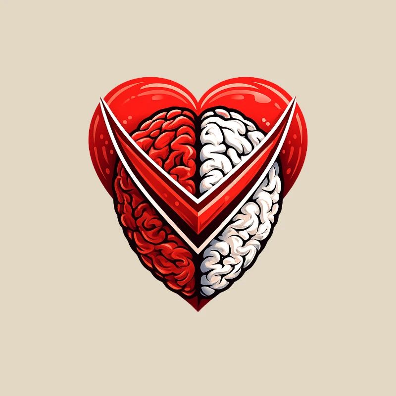 Split Heart Brain Emblem