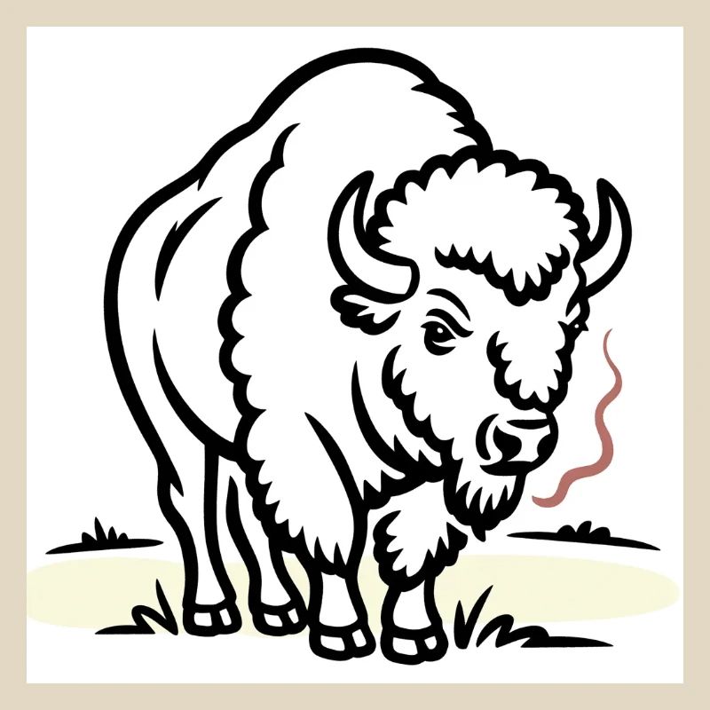 Bisons avec une cigarette dans le champ
