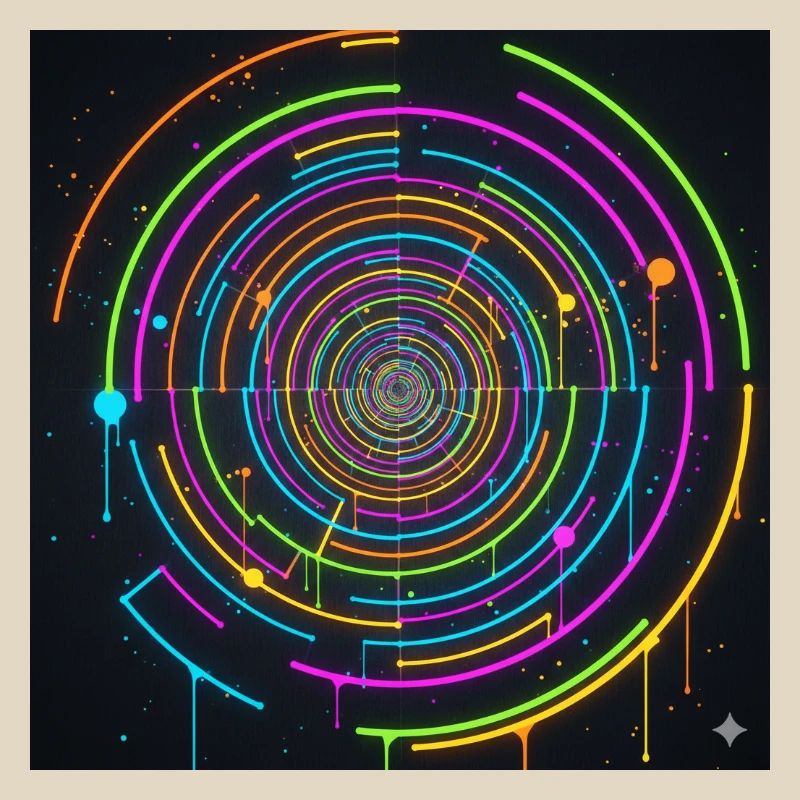 Jeu de couleurs en spirale de cercle néon