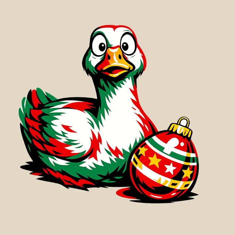 Gans mit Weihnachtskugel - Ei . 2 . KI generiert