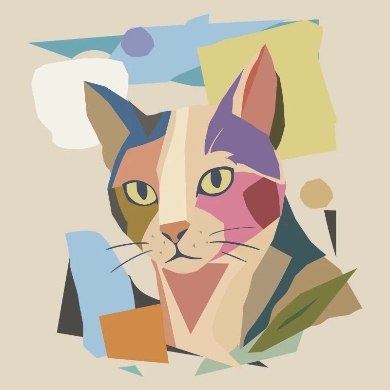 Chat abstrait dans le design moderne de bloc de couleur